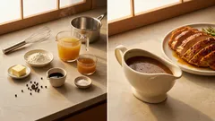 グレイビーの味が決まらないときに：仕上げのしょうゆ小さじ1でコクを足す作り方