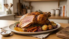 皮パリッ、胸肉しっとり。丸鶏のオーブンローストを野菜と一緒に天板1枚で