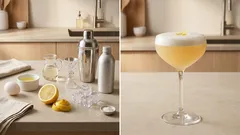 卵白ひとつで泡がふわっと:家で作るサワー/フィズのドライシェイク手順