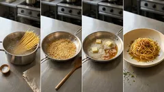 材料少なめで満足感:焦がしバターとハーブパン粉の香ばしスパゲッティ