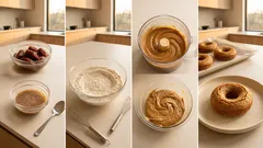 型なしで作れる、大豆粉と米粉の焼きドーナツ。デーツのやさしい甘みで砂糖控えめ