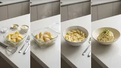 火を使わないのに満足感：レンジで作る、和辛子がきく辛子マヨポテサラ